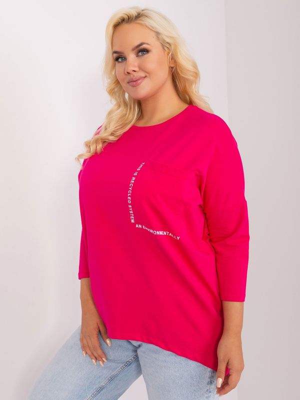 Fashionhunters Fuchsia asymmetrical blouse in a larger size