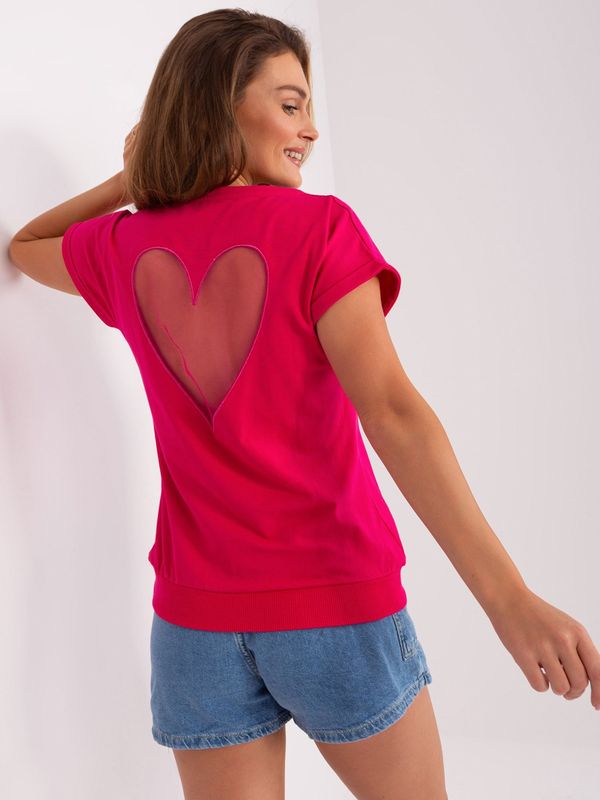 Fashionhunters Fuchsia blouse for everyday wear with short sleeves