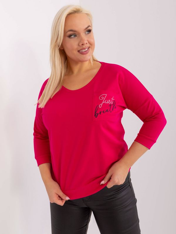Fashionhunters Fuchsia blouse in a larger size for everyday wear with rhinestones