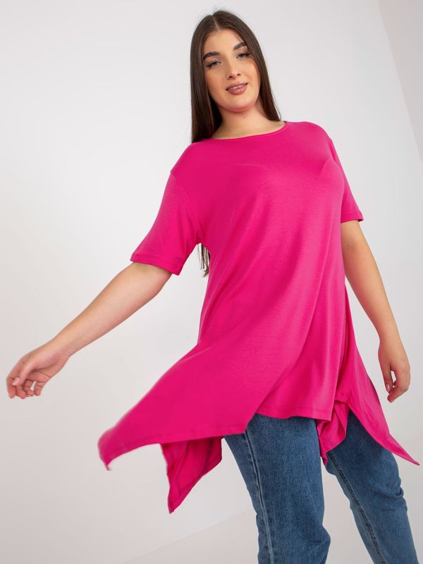Fashionhunters Fuchsia smooth viscose blouse of larger size