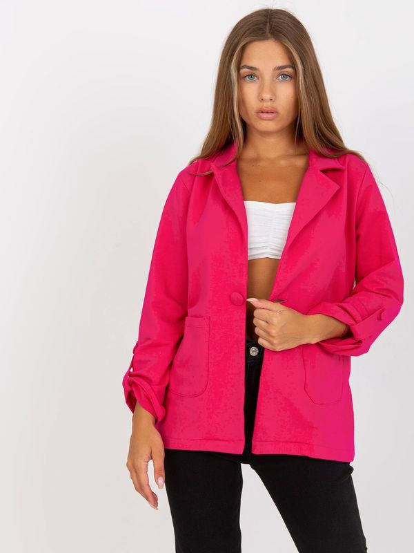 Fashionhunters Fuchsia sweatshirt RUE PARIS with pockets