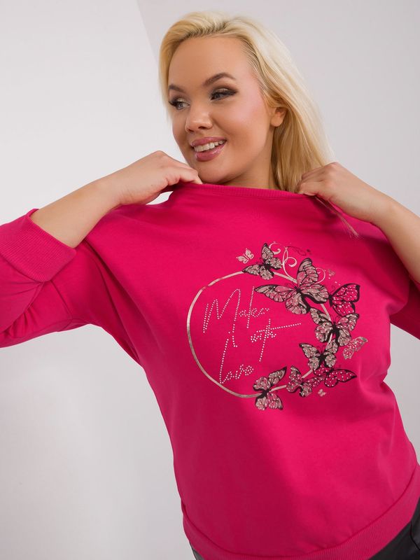 Fashionhunters Fuchsia women's blouse plus size with print