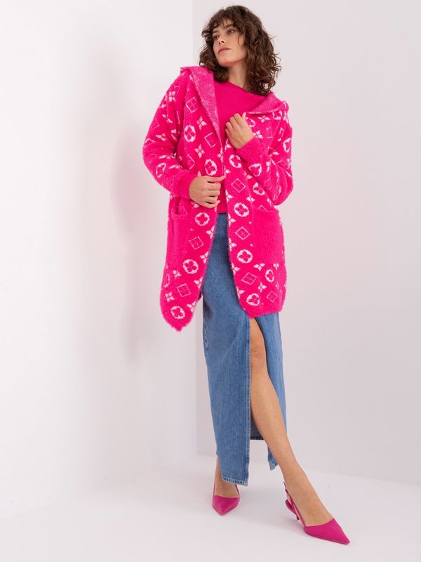 Fashionhunters Fuchsia women's cardigan with patterns