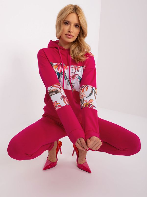 Fashionhunters Fuchsia Women's Cotton Tracksuit