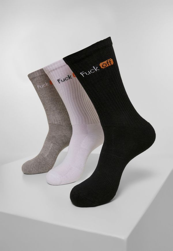 MT Accessoires Fuck Off Socks 3-Pack Black/White Light Grey