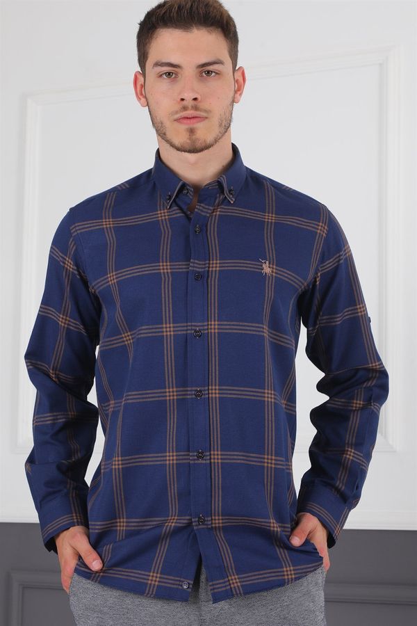 dewberry G656 DEWBERRY MEN'S SHIRT-NAVY-BROWN