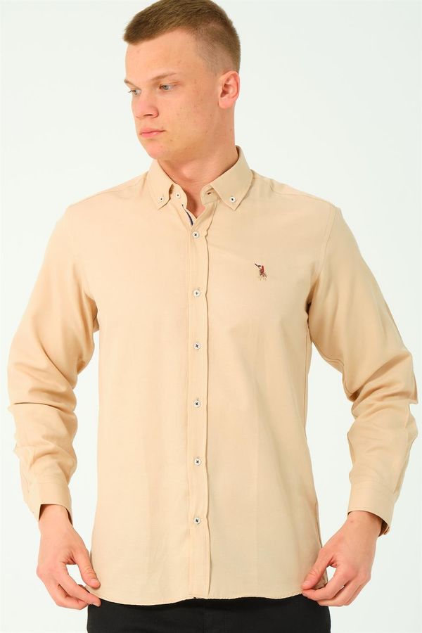 dewberry G674 DEWBERRY MEN'S SHIRT-BEIGE-2