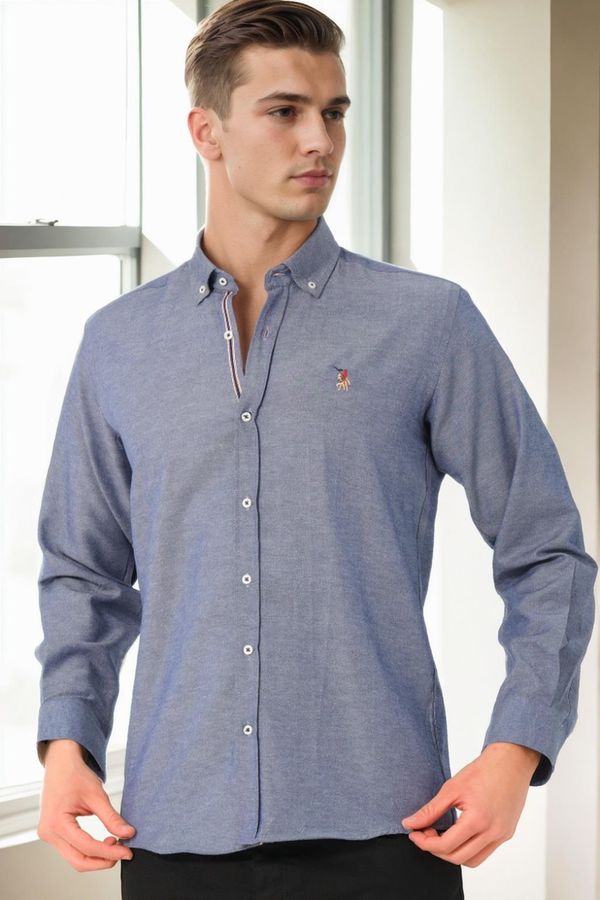 dewberry G674 DEWBERRY MEN'S SHIRT-DENIM BLUE-4