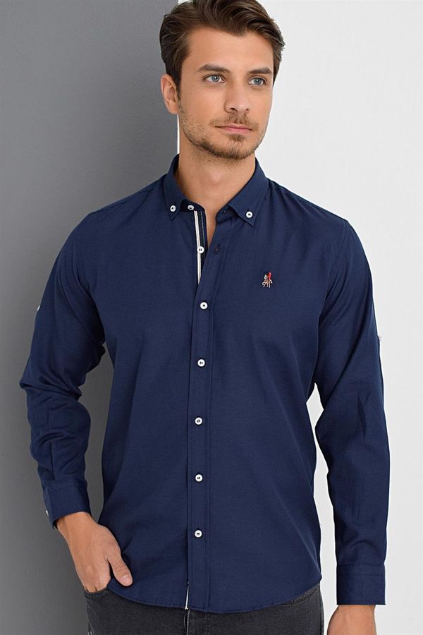 dewberry G674 DEWBERRY MEN'S SHIRT-NAVY-2