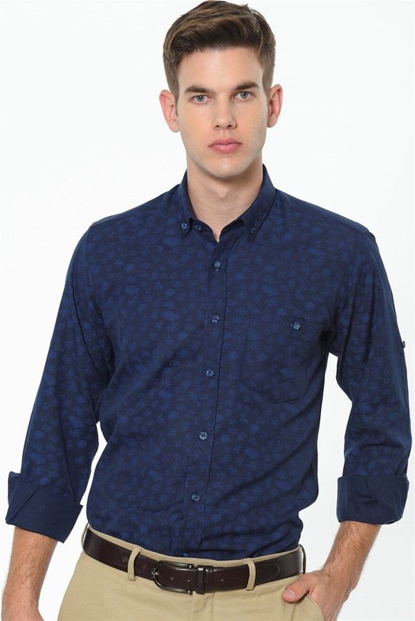 dewberry G690 DEWBERRY MEN'S SHIRT-NAVY BLUE