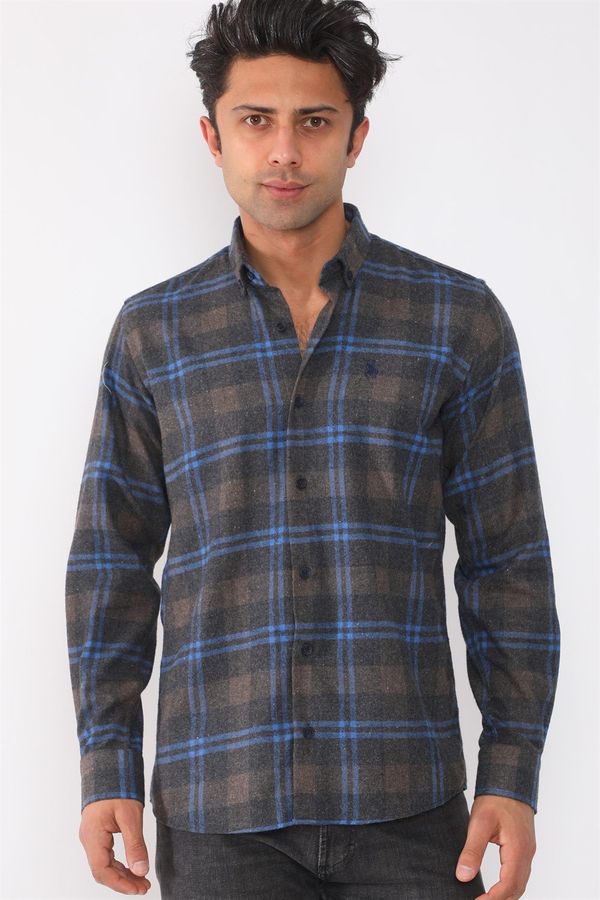 dewberry G709 DEWBERRY MEN'S SHIRT-NAVY-BROWN