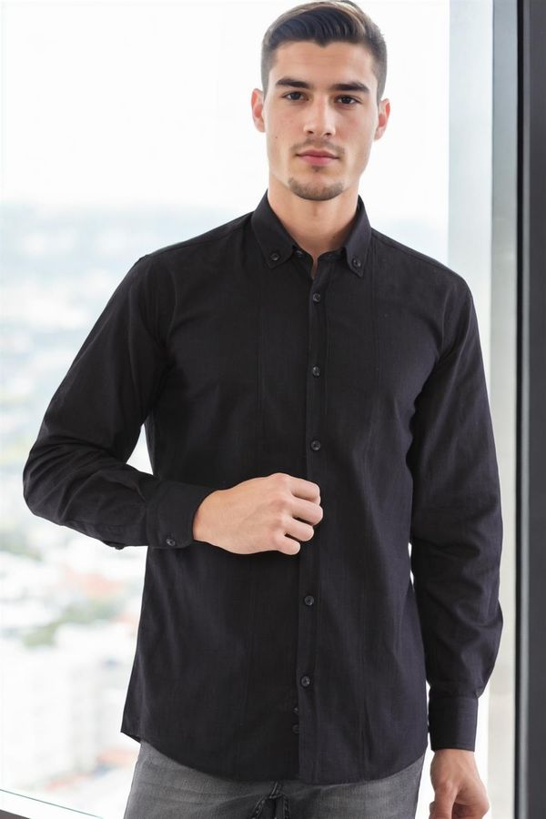 dewberry G721 DEWBERRY MEN'S SHIRT-DARK BLACK