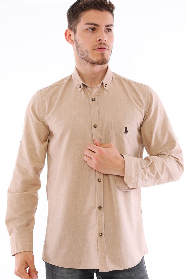 dewberry G723 DEWBERRY MEN'S SHIRT-BEIGE