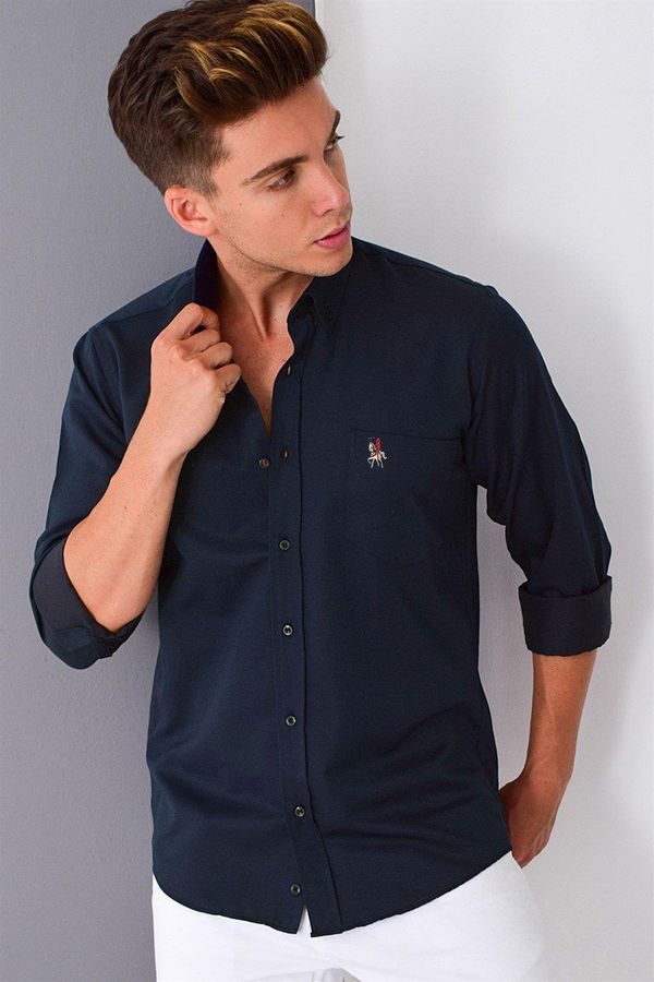 dewberry G785 DEWBERRY MEN'S SHIRT-NAVY-1