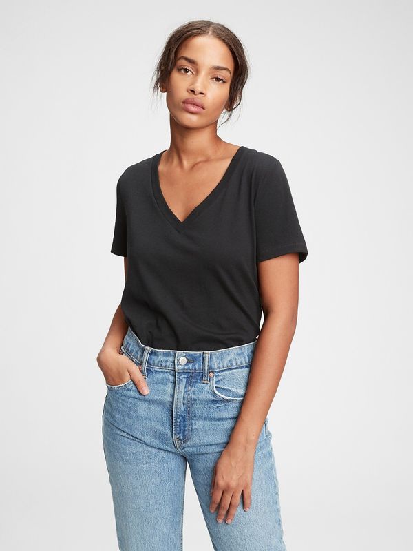 GAP GAP Black Women's T-Shirt Organic Vintage V-neck