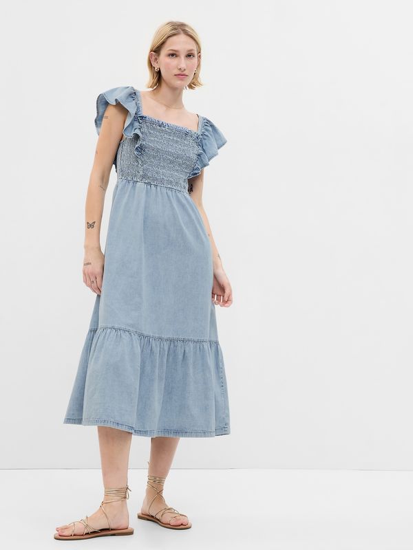 GAP GAP Denim midi dress with frills - Women