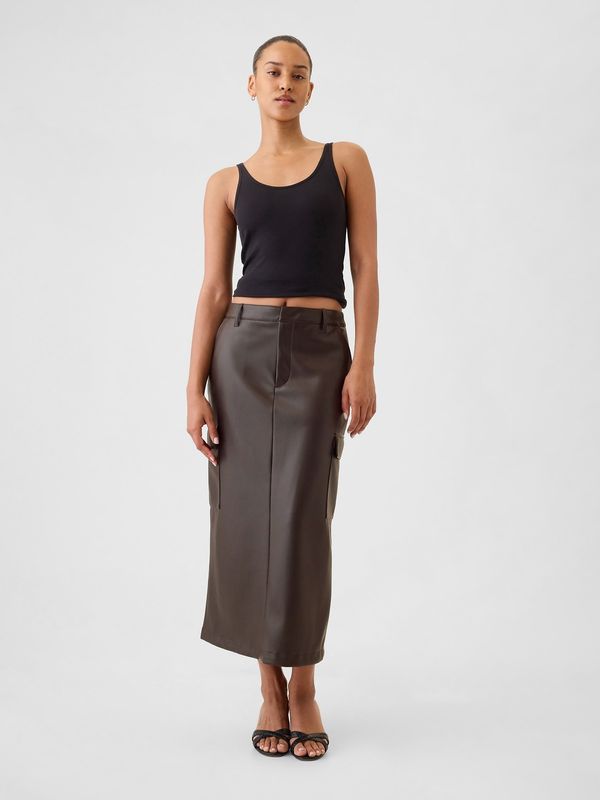 GAP GAP Faux leather midi skirt Utility - Women's