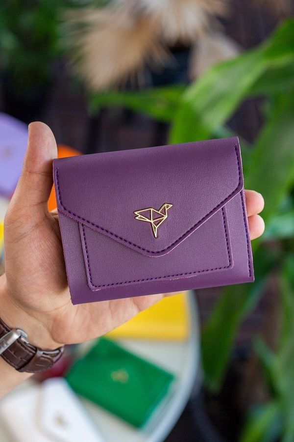Garbalia Garbalia Columbia Vegan Leather Women's Plum Mini Wallet with Coin Hole and Wide Card Holder