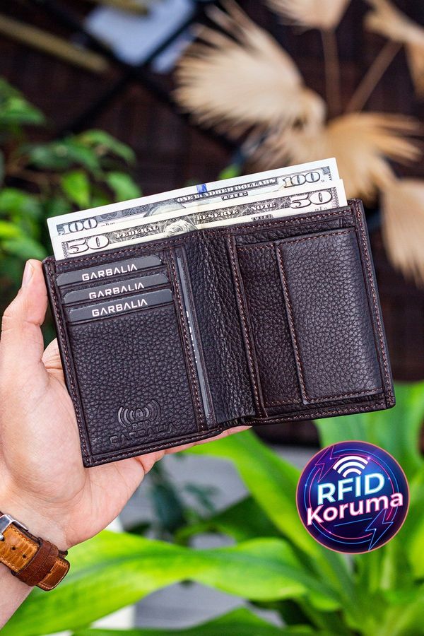 Garbalia Garbalia Denver Genuine Leather Brown Card Holder Wallet with Coin Eye