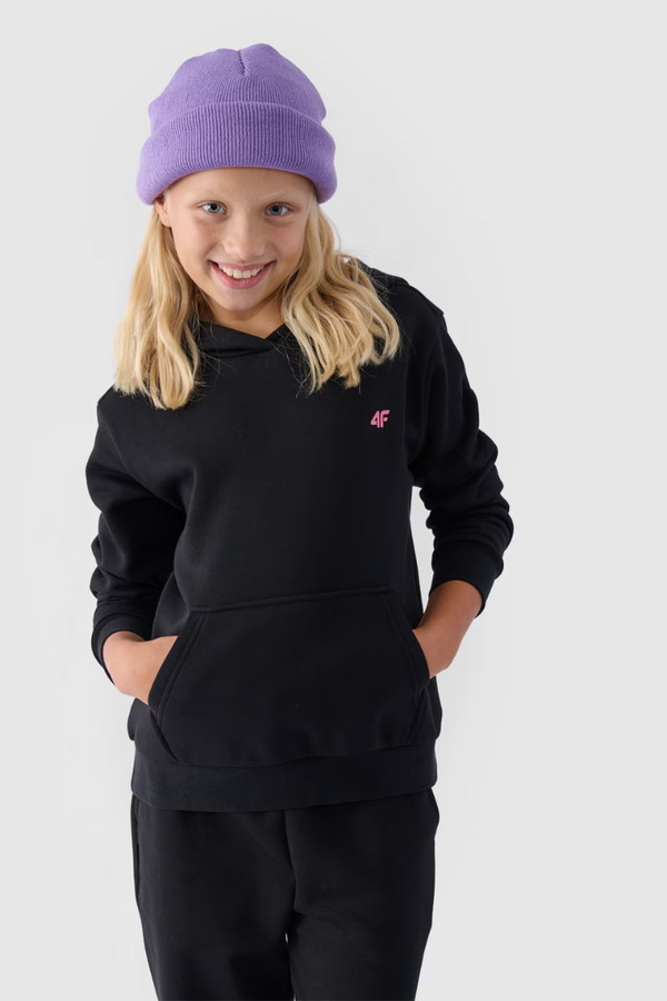 4F Girls Non-Zip Hoodie Smooth Black 4F 4FJWMM00TSW