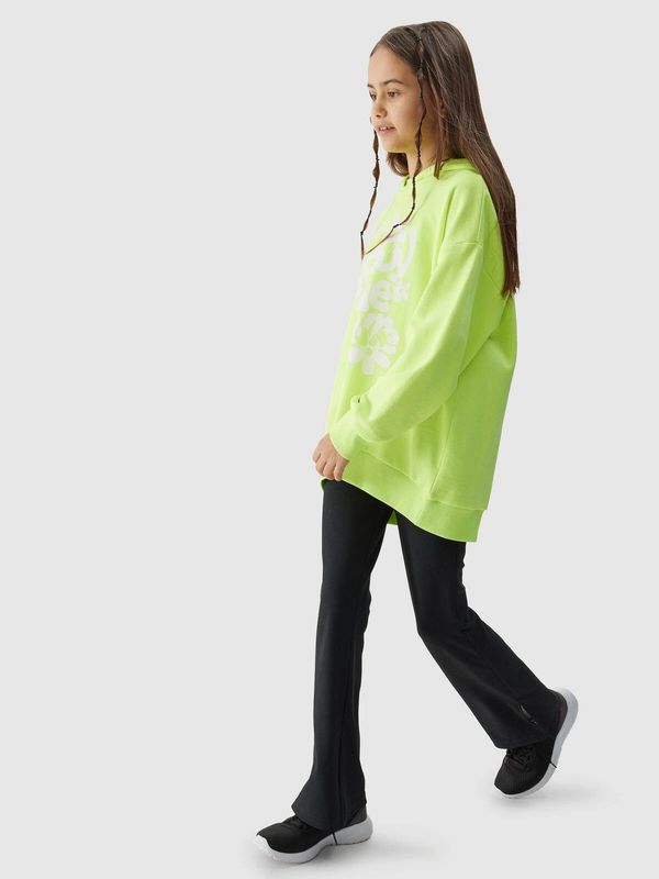 4F Girls' sweatshirt without fastening and with hood 4F - yellow