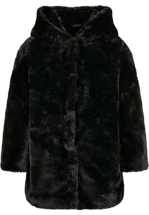 Urban Classics Kids Girls' Teddy Hooded Coat Black