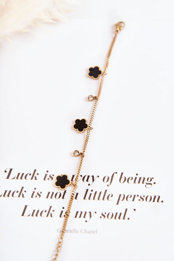 Glam Chic Glam Chic Bracelet on a chain with flowers gold-black