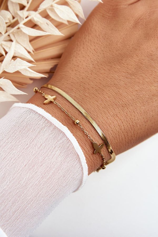 Glam Chic Glam Chic Women's Snake Bracelet With Butterflies Gold