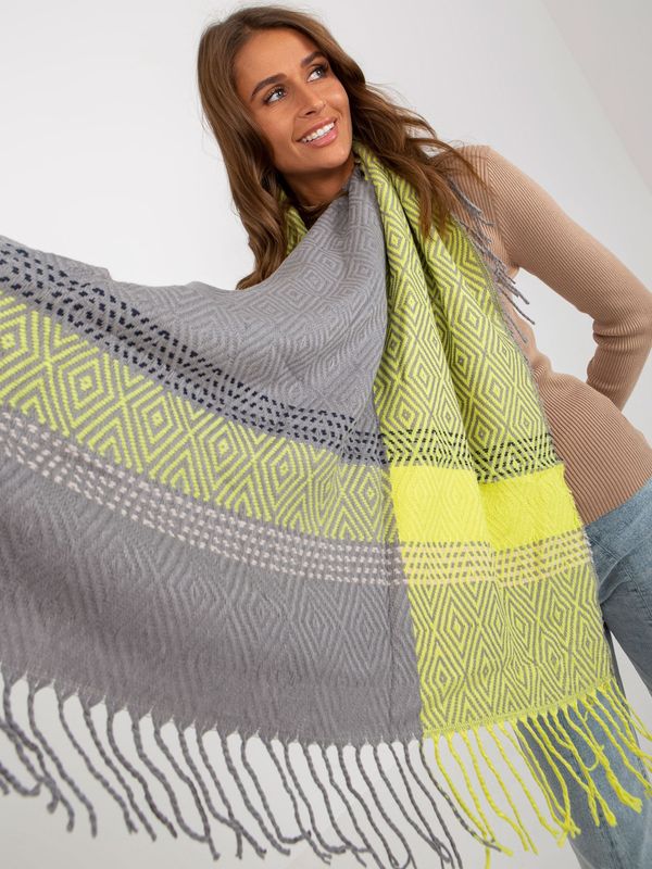 Fashionhunters Gray and yellow women's knitted scarf