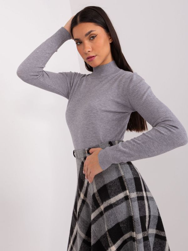 Fashionhunters Gray fitted turtleneck sweater