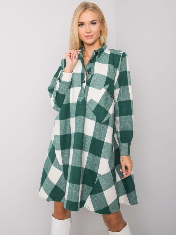 Fashionhunters Green-and-white plaid shirt dress by Sovvina