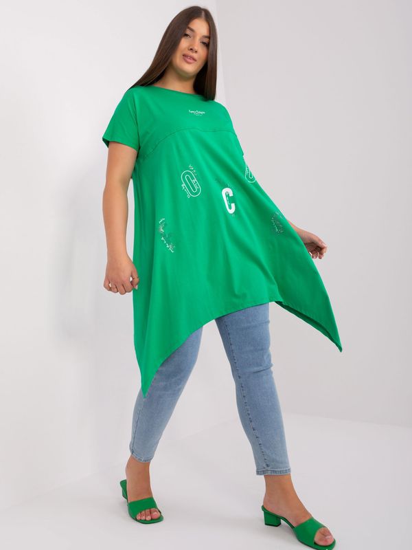 Fashionhunters Green asymmetrical blouse plus size