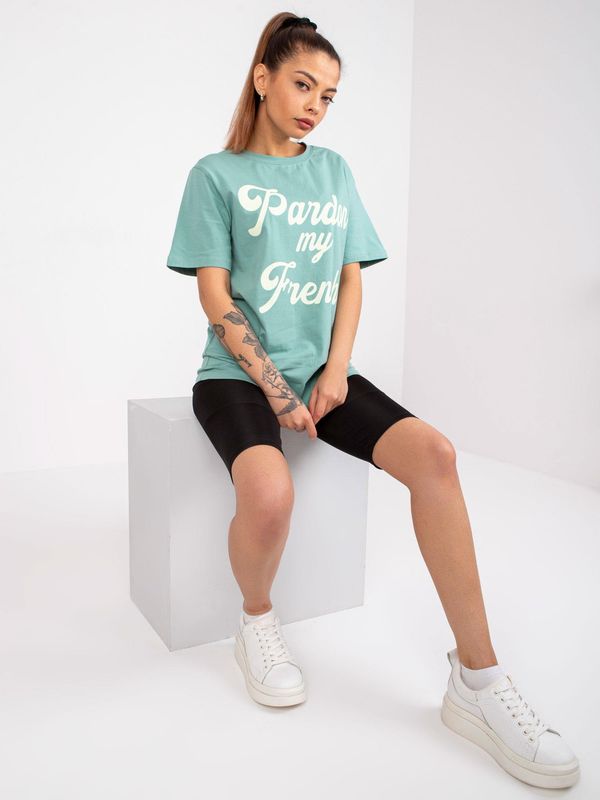 Fashionhunters Green Cotton Casual Jade T-Shirt