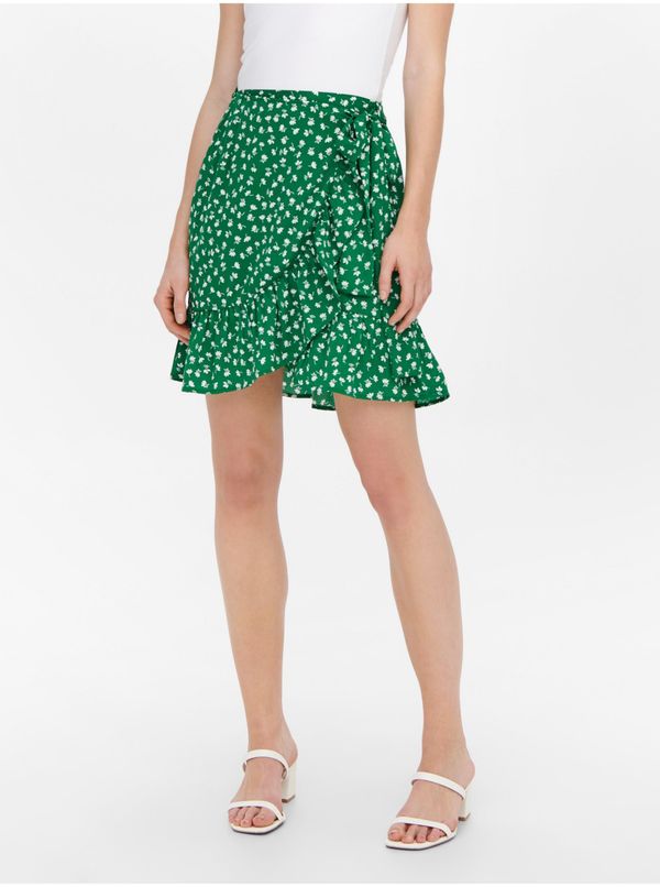 Only Green Floral Short Wrap Skirt ONLY Olivia - Women