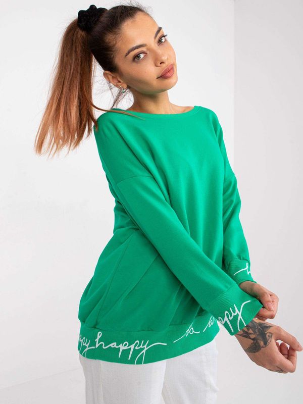Fashionhunters Green jersey blouse with Charliza lettering