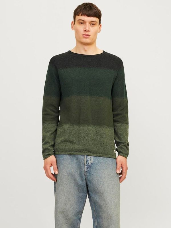 Jack & Jones Green men's striped sweater Jack & Jones JJEHILL