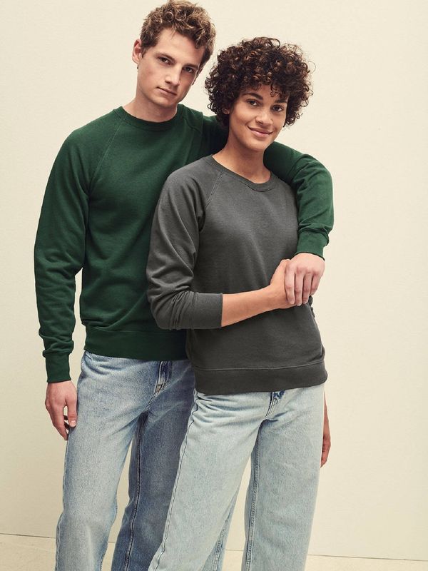 Fruit of the Loom Green Men's Sweatshirt Lightweight Raglan Sweat Fruit of the Loom