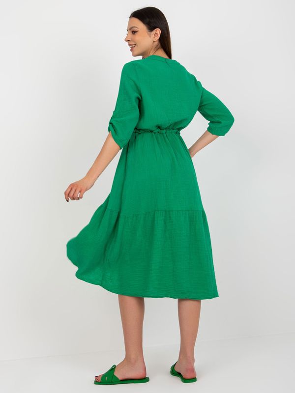 Fashionhunters Green midi muslin dress OCH BELLA