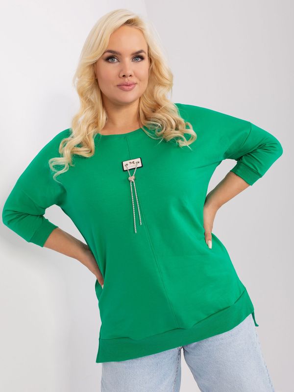 Fashionhunters Green oversized blouse with cuffs