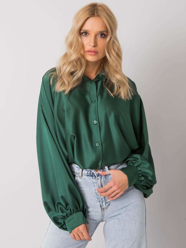 Fashionhunters Green shirt with wide sleeves Cristina