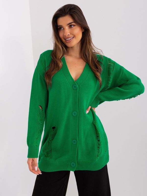 Fashionhunters Green women's cardigan
