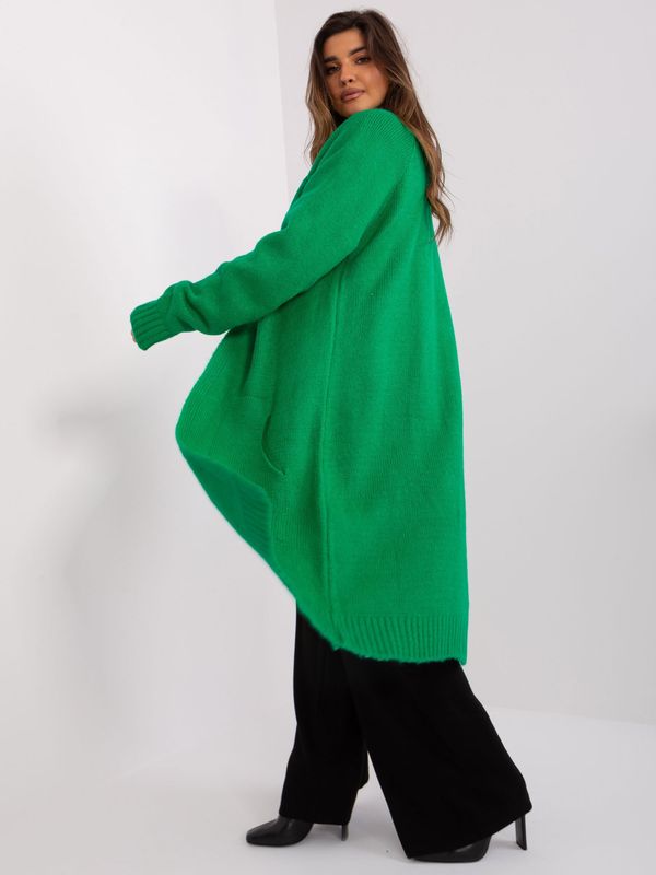 Fashionhunters Green women's knitted cardigan