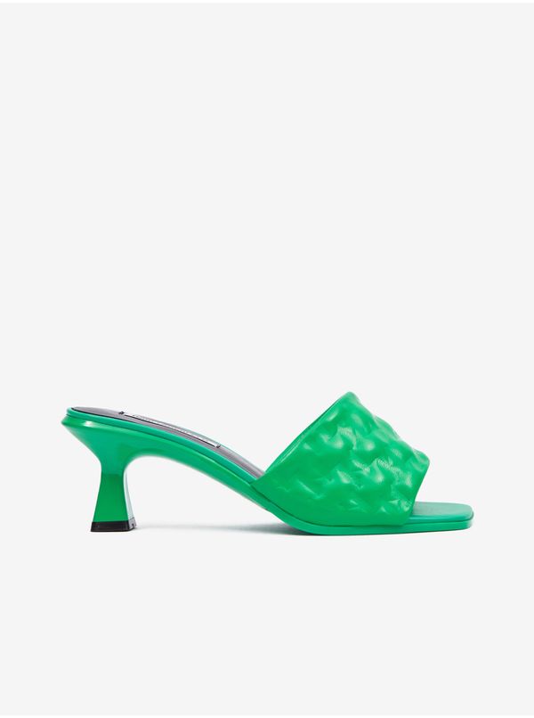 Karl Lagerfeld Green women's leather slippers KARL LAGERFELD Panache II Padded
