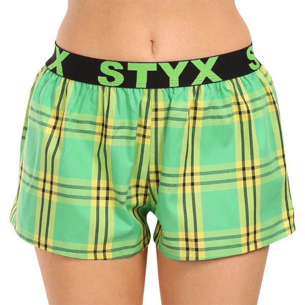 STYX Green women's plaid boxer shorts Styx