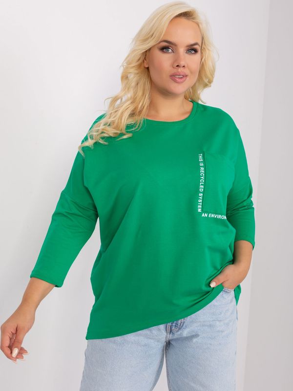 Fashionhunters Green women's plus size blouse with a longer back