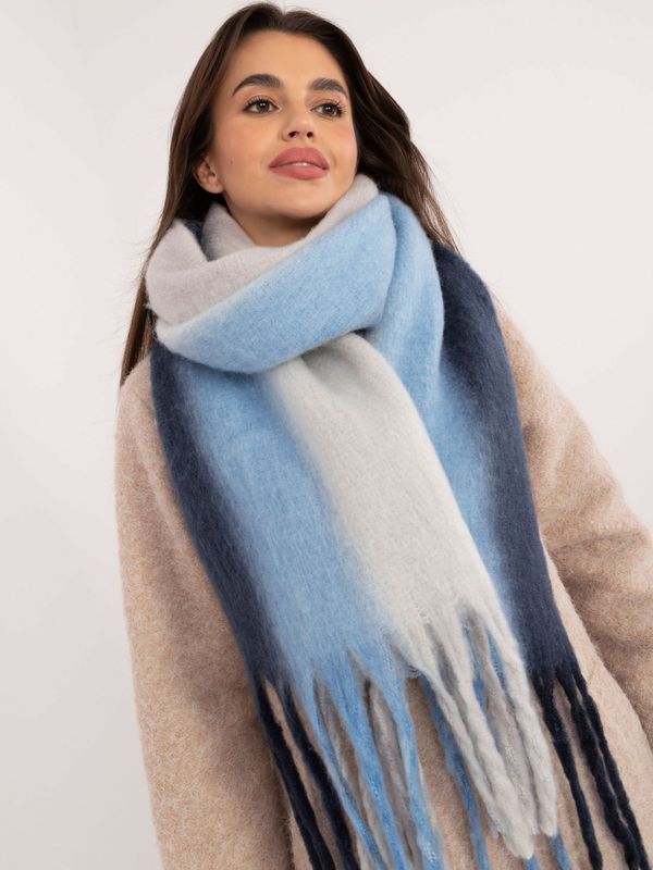 Fashionhunters Grey and navy blue women's winter scarf