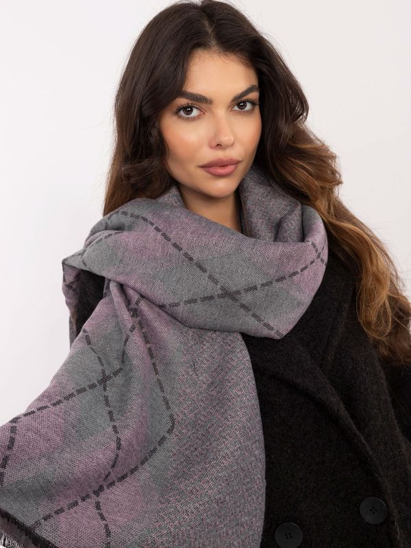 Fashionhunters Grey and pink women's viscose scarf