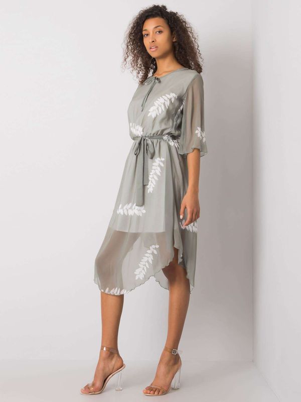 Fashionhunters Grey dress with a floral motif