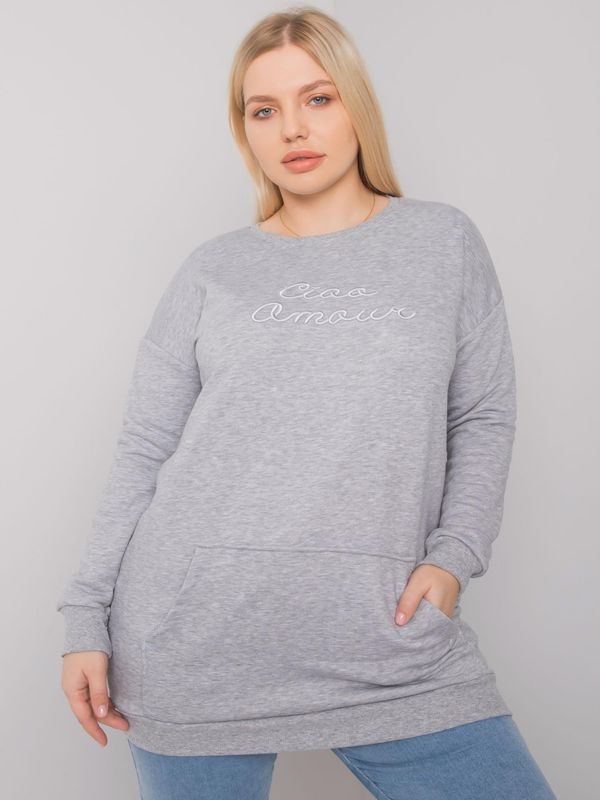 Fashionhunters Grey Kangaroo Sweatshirt Plus Melange