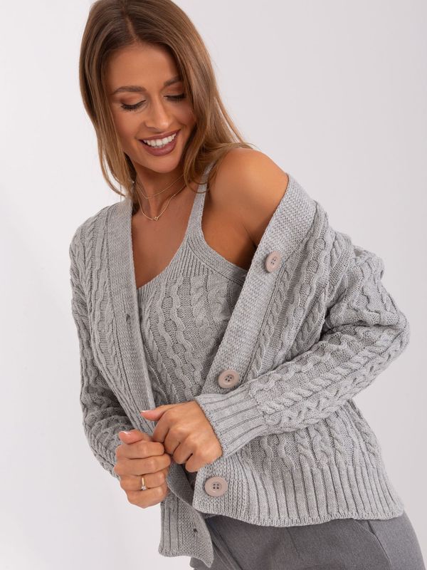 Fashionhunters Grey knitted women's set